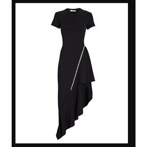 AREA Crystal-Embellished Asymmetrical Midi Dress Size Small NEW $595